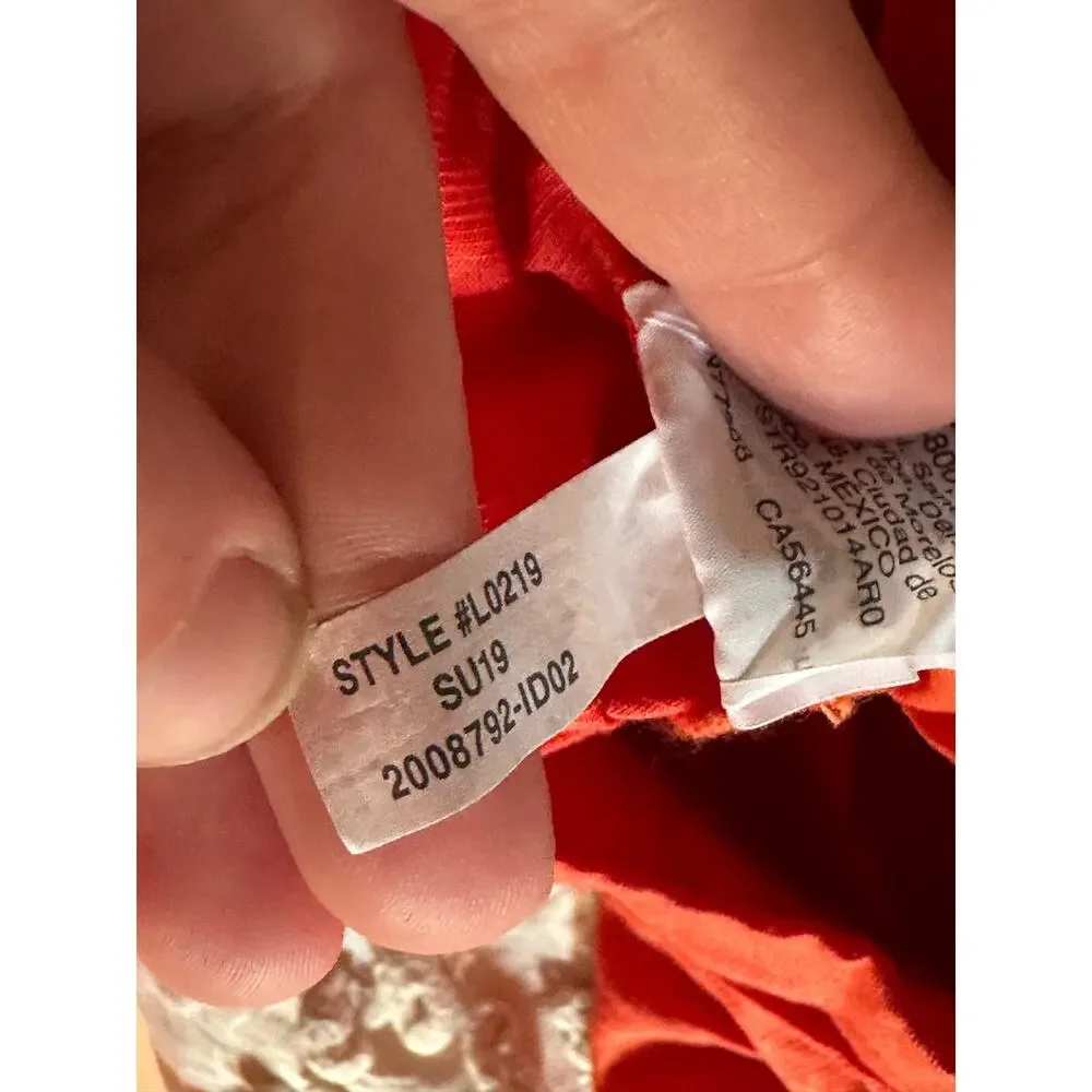 Madewell Paper Bag 'Coastal' Orange Tie Linen Blend Pull On Shorts Size 10